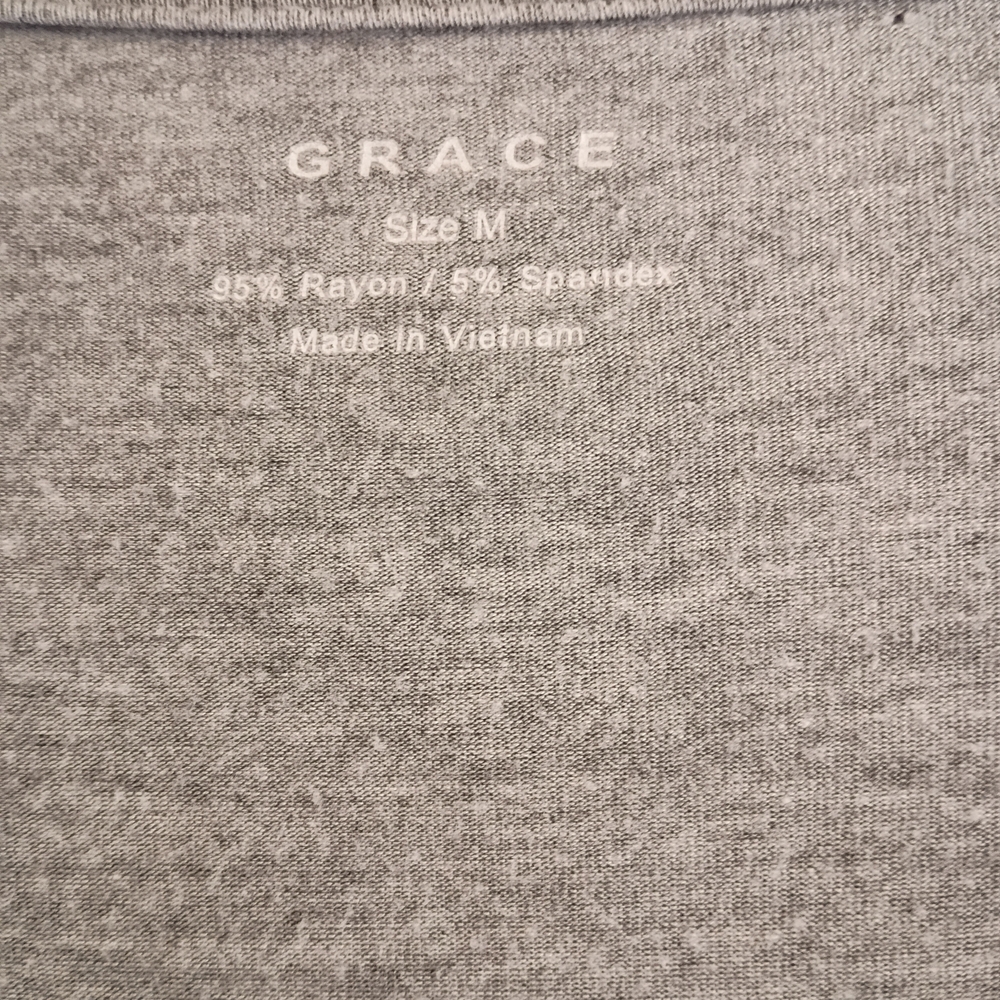 Grace Top Women M Gray Knit Cowl Neck Long Sleeve Stretch Lightweight Y2K Top - Picture 5 of 5